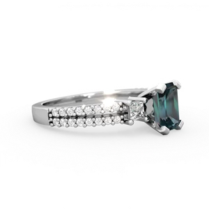 Alexandrite Classic 7X5mm Emerald-Cut Engagement 14K White Gold ring R26437EM