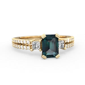 Alexandrite Classic 7X5mm Emerald-Cut Engagement 14K Yellow Gold ring R26437EM