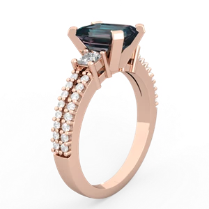 Alexandrite Classic 8X6mm Emerald-Cut Engagement 14K Rose Gold ring R26438EM