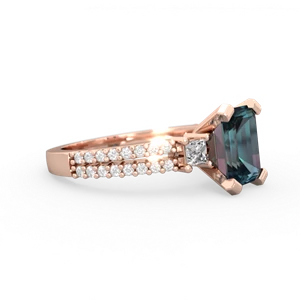 Alexandrite Classic 8X6mm Emerald-Cut Engagement 14K Rose Gold ring R26438EM