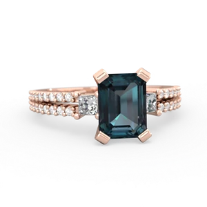 Alexandrite Classic 8X6mm Emerald-Cut Engagement 14K Rose Gold ring R26438EM