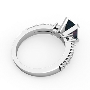 Alexandrite Classic 8X6mm Emerald-Cut Engagement 14K White Gold ring R26438EM