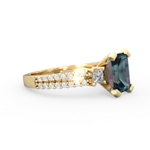 Alexandrite Classic 8X6mm Emerald-Cut Engagement 14K Yellow Gold ring R26438EM