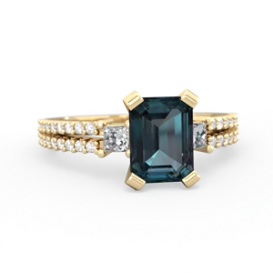 Alexandrite Classic 8X6mm Emerald-Cut Engagement 14K Yellow Gold ring R26438EM