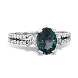 Thumbnail for Lab Alexandrite Engagement 14K White Gold ring R26438VL - top view