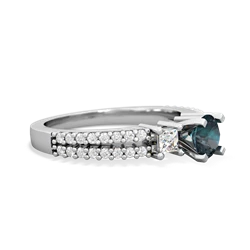 Alexandrite Classic 5Mm Round Engagement 14K White Gold ring R26435RD