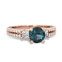 Alexandrite Classic 6Mm Round Engagement 14K Rose Gold ring R26436RD