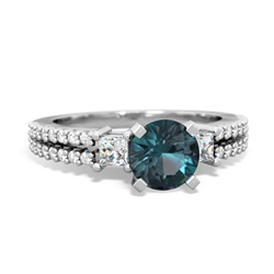 Alexandrite Classic 6Mm Round Engagement 14K White Gold ring R26436RD