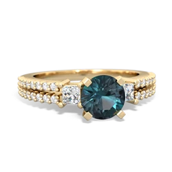 Alexandrite Classic 6Mm Round Engagement 14K Yellow Gold ring R26436RD