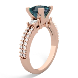 Alexandrite Classic 6Mm Princess Engagement 14K Rose Gold ring R26436SQ