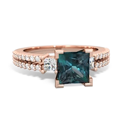 Alexandrite Classic 6Mm Princess Engagement 14K Rose Gold ring R26436SQ