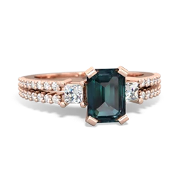 Alexandrite Classic 7X5mm Emerald-Cut Engagement 14K Rose Gold ring R26437EM