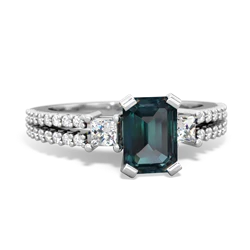 Alexandrite Classic 7X5mm Emerald-Cut Engagement 14K White Gold ring R26437EM