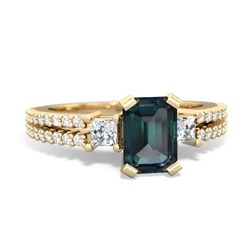 Alexandrite Classic 7X5mm Emerald-Cut Engagement 14K Yellow Gold ring R26437EM