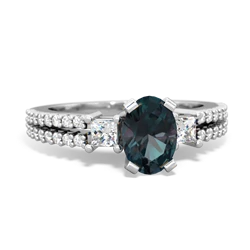 Alexandrite Classic 7X5mm Oval Engagement 14K White Gold ring R26437VL