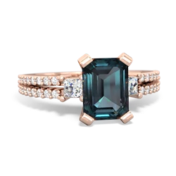 Alexandrite Classic 8X6mm Emerald-Cut Engagement 14K Rose Gold ring R26438EM