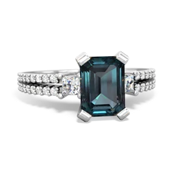 Alexandrite Classic 8X6mm Emerald-Cut Engagement 14K White Gold ring R26438EM