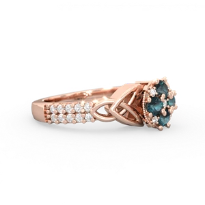 Alexandrite Celtic Knot Cluster Engagement 14K Rose Gold ring R26443RD