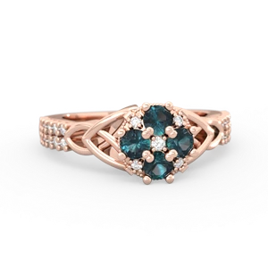 Alexandrite Celtic Knot Cluster Engagement 14K Rose Gold ring R26443RD