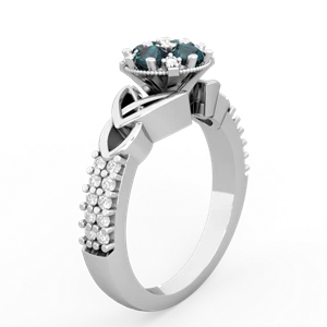 Alexandrite Celtic Knot Cluster Engagement 14K White Gold ring R26443RD