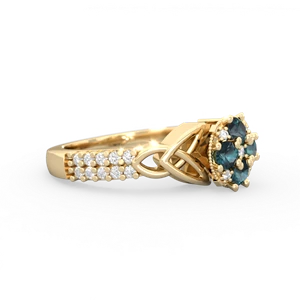 Alexandrite Celtic Knot Cluster Engagement 14K Yellow Gold ring R26443RD