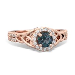 Alexandrite Celtic Knot Halo 14K Rose Gold ring R26445RH