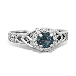 Thumbnail for Lab Alexandrite Celtic Knot Halo 14K White Gold ring R26445RH - front view