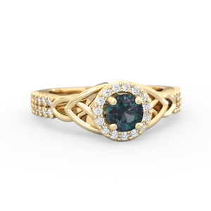 Alexandrite Celtic Knot Halo 14K Yellow Gold ring R26445RH