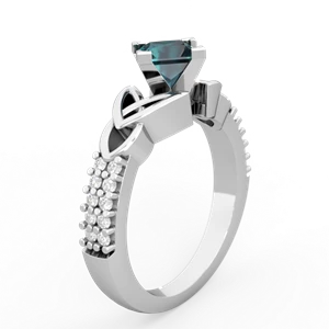 Alexandrite Celtic Knot 5Mm Square Engagement 14K White Gold ring R26445SQ