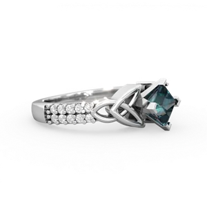 Alexandrite Celtic Knot 5Mm Square Engagement 14K White Gold ring R26445SQ