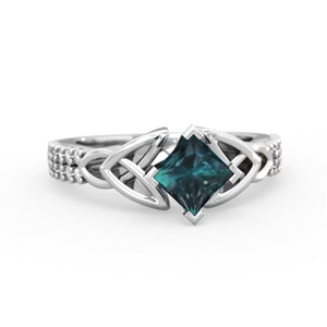 Alexandrite Celtic Knot 5Mm Square Engagement 14K White Gold ring R26445SQ