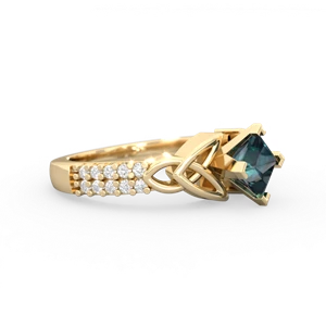 Alexandrite Celtic Knot 5Mm Square Engagement 14K Yellow Gold ring R26445SQ