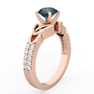 Alexandrite Celtic Knot 6Mm Round Engagement 14K Rose Gold ring R26446RD