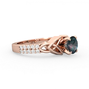 Alexandrite Celtic Knot 6Mm Round Engagement 14K Rose Gold ring R26446RD