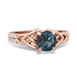 Thumbnail for Lab Alexandrite Celtic Knot Engagement 14K Rose Gold ring R26446RD - top view