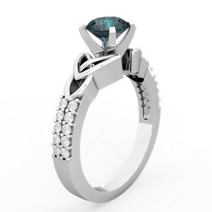 Alexandrite Celtic Knot 6Mm Round Engagement 14K White Gold ring R26446RD