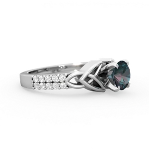 Alexandrite Celtic Knot 6Mm Round Engagement 14K White Gold ring R26446RD