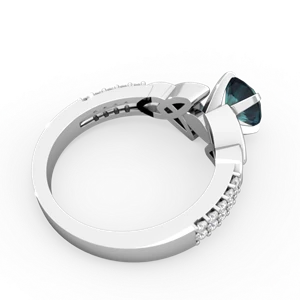 Alexandrite Celtic Knot 6Mm Round Engagement 14K White Gold ring R26446RD