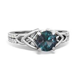 Thumbnail for Lab Alexandrite Celtic Knot Engagement 14K White Gold ring R26446RD - top view