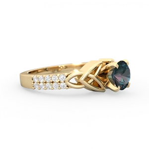 Alexandrite Celtic Knot 6Mm Round Engagement 14K Yellow Gold ring R26446RD