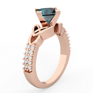 Alexandrite Celtic Knot 6Mm Princess Engagement 14K Rose Gold ring R26446SQ