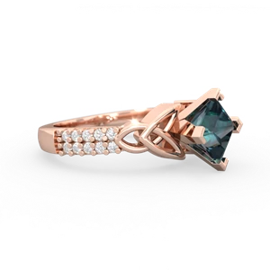 Alexandrite Celtic Knot 6Mm Princess Engagement 14K Rose Gold ring R26446SQ