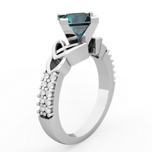Alexandrite Celtic Knot 6Mm Princess Engagement 14K White Gold ring R26446SQ