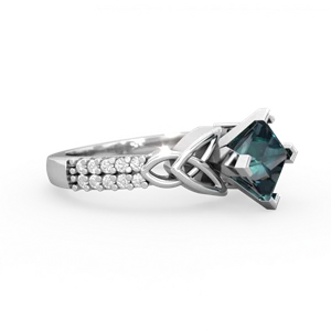 Alexandrite Celtic Knot 6Mm Princess Engagement 14K White Gold ring R26446SQ