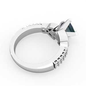 Alexandrite Celtic Knot 6Mm Princess Engagement 14K White Gold ring R26446SQ