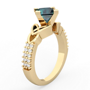 Alexandrite Celtic Knot 6Mm Princess Engagement 14K Yellow Gold ring R26446SQ