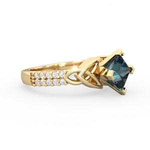 Alexandrite Celtic Knot 6Mm Princess Engagement 14K Yellow Gold ring R26446SQ