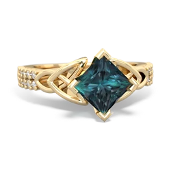 Thumbnail for Lab Alexandrite Celtic Knot Engagement 14K Yellow Gold ring R26446SQ - top view