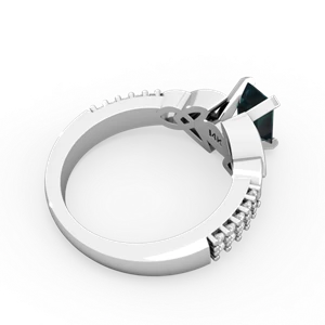 Alexandrite Celtic Knot 7X5 Emerald-Cut Engagement 14K White Gold ring R26447EM