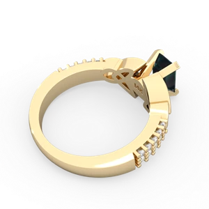 Alexandrite Celtic Knot 7X5 Emerald-Cut Engagement 14K Yellow Gold ring R26447EM